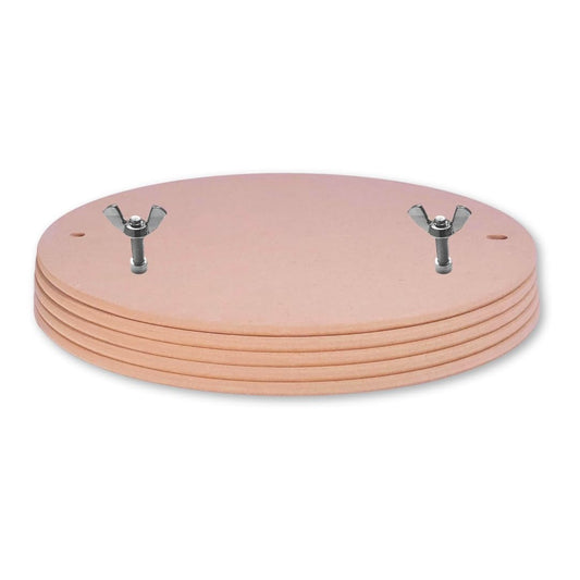 Penguin Pottery Bats 12 Inch Round Medex MDF Set of 5 - Round Pottery Wheel Bats with Pre-Drilled Bat Pin Holes Set 10 Inch Apart - Fits Most Standard Pottery Wheel Brands