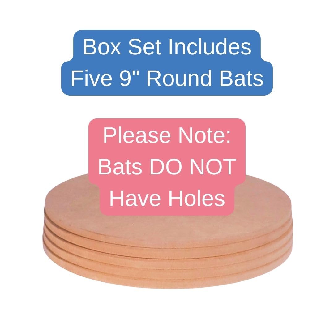 Penguin Pottery Bats 9 Inch Round Medex MDF Set of 5 - Round Pottery Wheel Bats Without Holes for Bat Pins - Pottery Bat for Small Hobby - Use Wet Clay to Fix in Place
