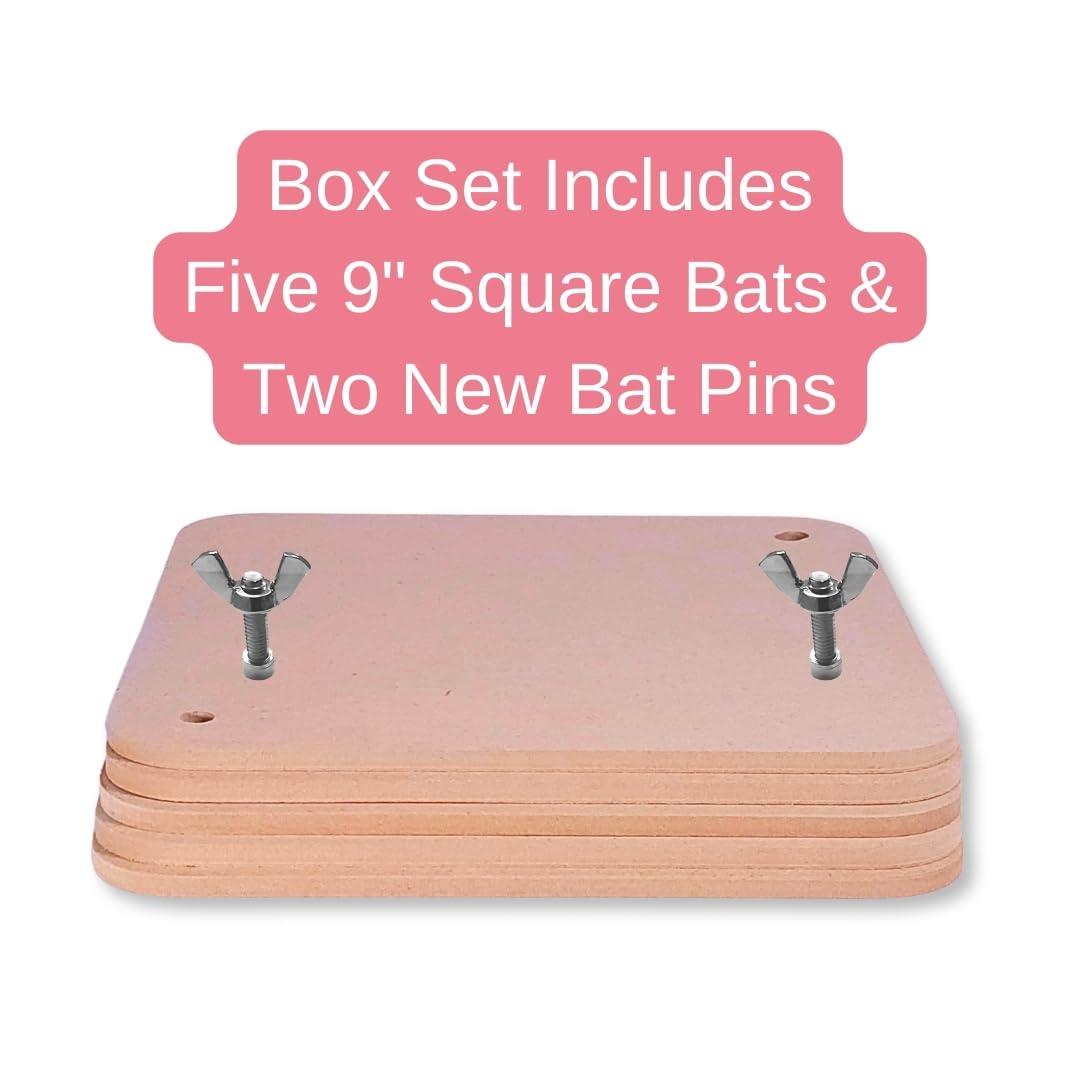Penguin Pottery Bats 9 Inch Square Medex MDF Set of 5 - Square Pottery Wheel Bats Take Up Less Space on Your Studio Shelves - Pottery Bat Fits All Standard Wheel Heads Pre-Drilled Bat Pin Holes