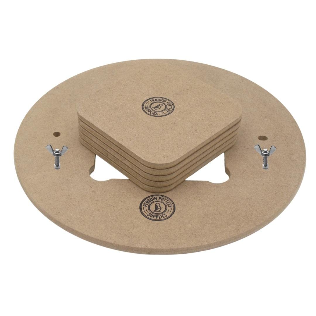 Penguin Pottery Bats 14 Inch Pottery Bat System with 5 Square Medex MDF Pottery Bats Inserts - Great for Saving Space - Increase Productivity for Mugs, Pots and Other Small Pieces