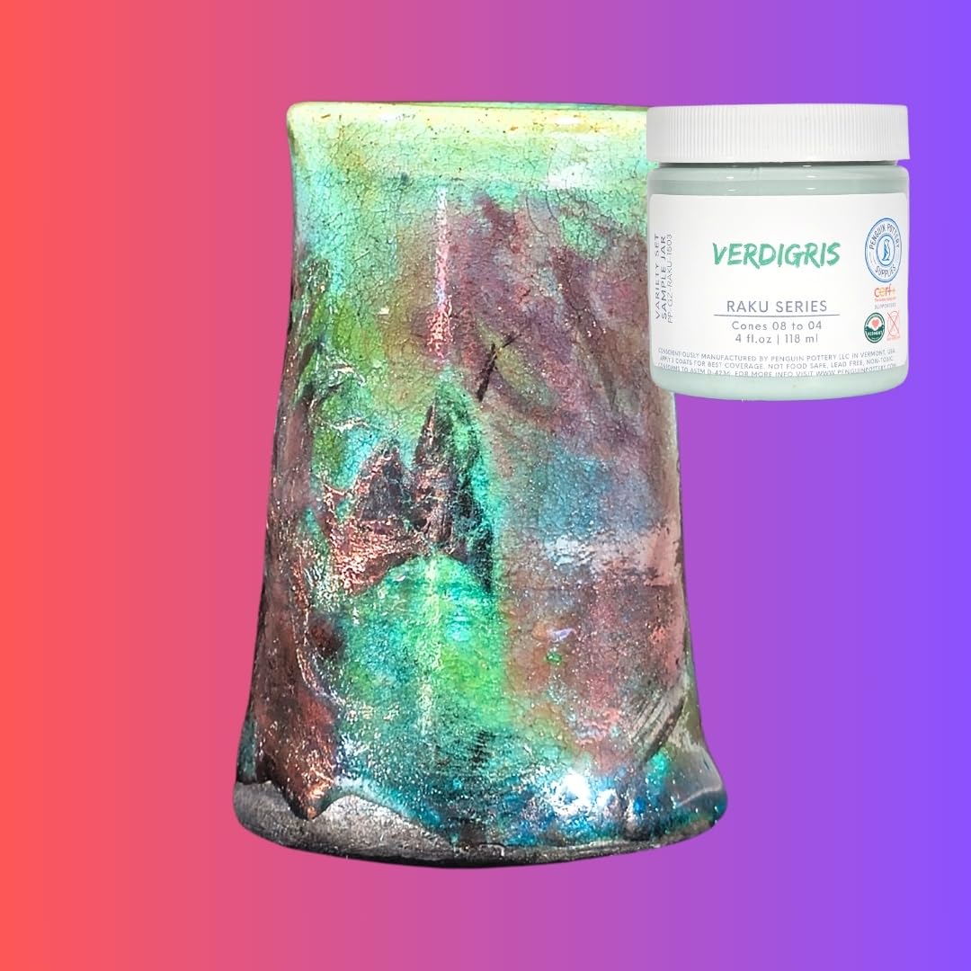 Penguin Pottery - Raku Series Variety Set #1 - Raku Fire in Raku Kiln - Includes 8 4oz Jars