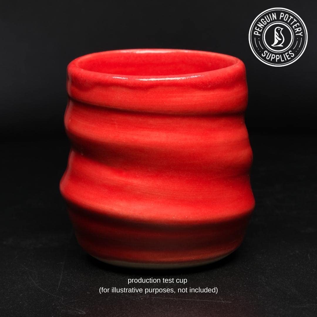 Penguin Pottery - Celadon Series - Candy Apple Red - Mid Fire Glaze, High Fire Glaze, Cone 5-6 for Mid Fire Clay, High Fire Clay - Ceramic Glaze Pottery (1 Pint | 16 oz | 473 ml)
