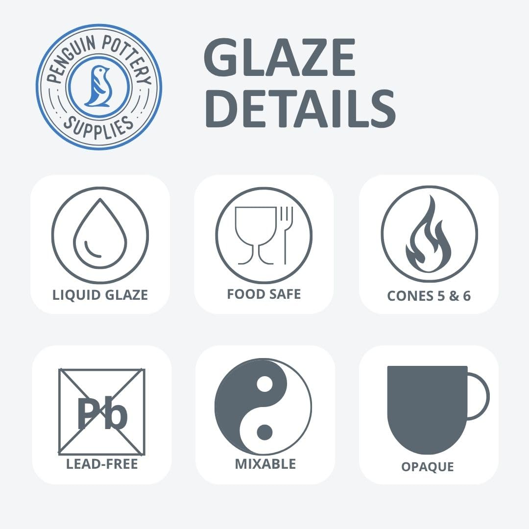Penguin Pottery - Opaque Series - Hydrangea Blue - Mid Fire Glaze, High Fire Glaze, Cone 5-6 for Mid Fire Clay, High Fire Clay - Ceramic Glaze Pottery (1 Pint | 16 oz | 473 ml)