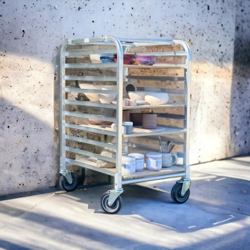 Penguin Pottery - Shelf Utility Ware Cart - Includes 5 Medex Shelves, Wheels and Durable Plastic Cover - Organize Your Ceramic Studio Art Class - Slow Down Drying - Protect Your Work