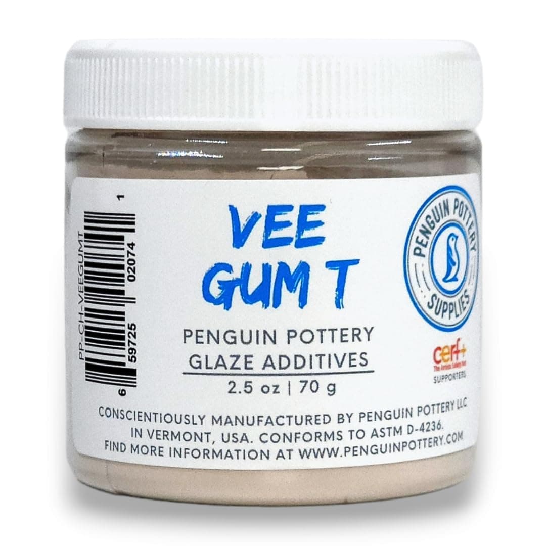 Vee Gum for Pottery - 2.5 oz 70 gram Jar - Suspension Agent Thickener for Ceramic Glazes - Improves The Suspension of Particles in Glaze Formulations