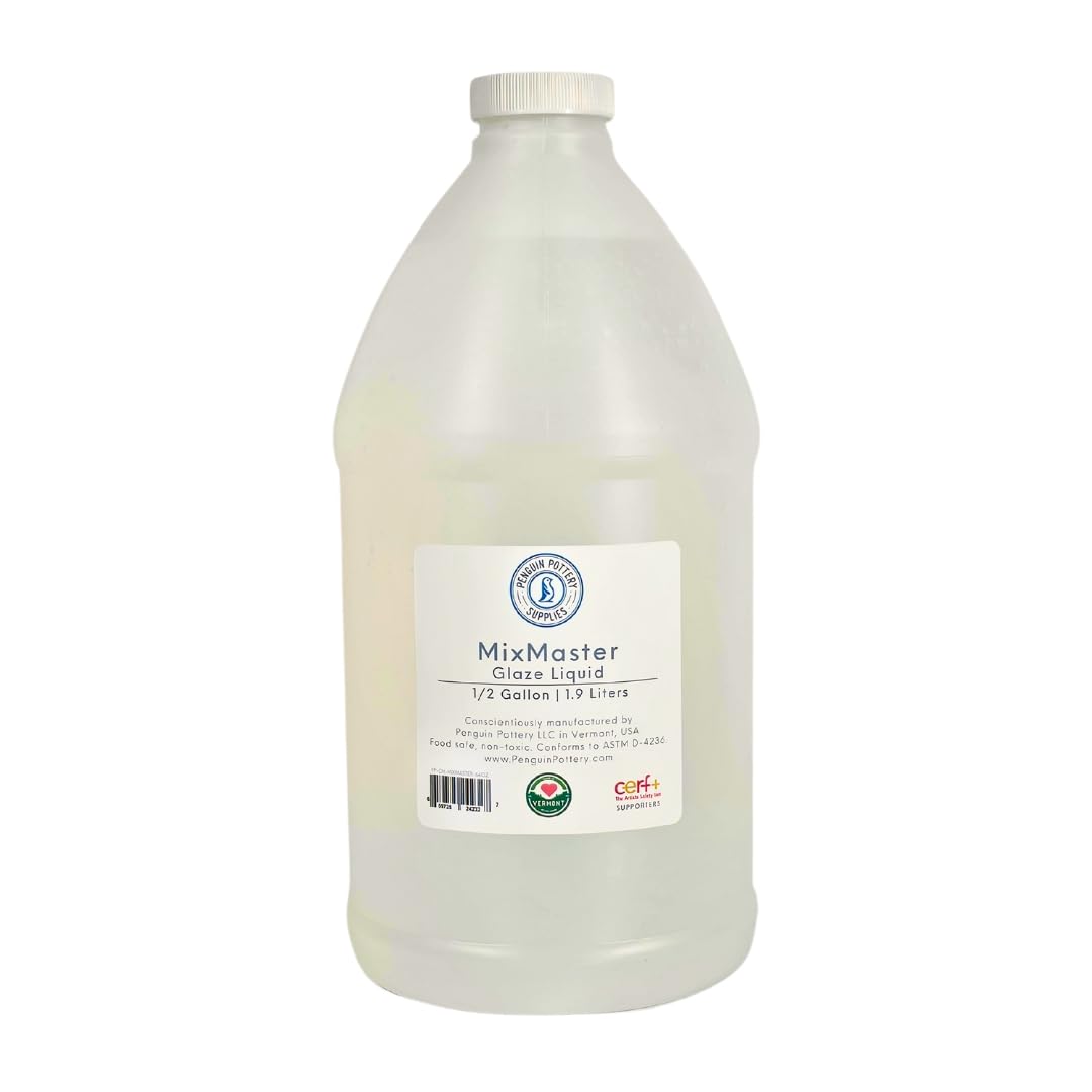 Penguin Pottery - MixMaster Glaze Liquid - 1/2 Gallon 64 Oz - Add to Dry Glazes to Hydrate and Increase Fluidity
