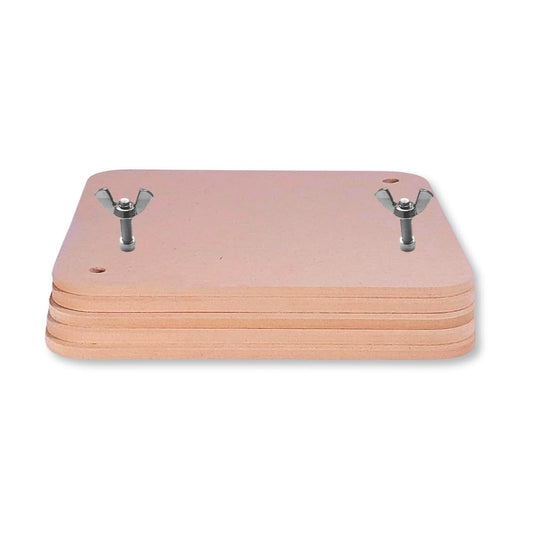 Penguin Pottery Bats 9 Inch Square Medex MDF Set of 5 - Square Pottery Wheel Bats Take Up Less Space on Your Studio Shelves - Pottery Bat Fits All Standard Wheel Heads Pre-Drilled Bat Pin Holes