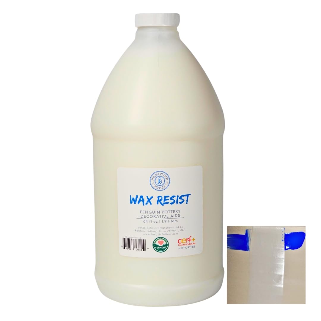 Penguin Pottery Ceramic Wax Resist for Pottery Glaze, Clay Glaze, Slip Clay Use Pottery Wax Resist with Underglazes in Pottery Kiln - Alternative to Latex Resist for Pottery (1/2 Gallon | 1.9 Liters)