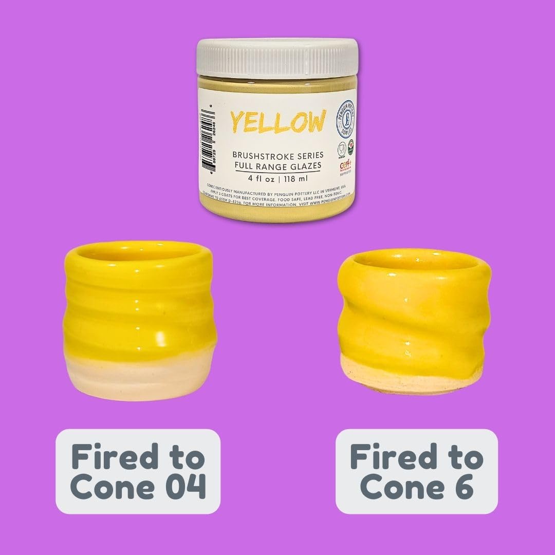 Penguin Pottery - Brushstroke Series - Variety Set of Wonderful Vibrant Glaze Colors - Wide Firing Range - Fire to Low or High Temperatures - Low Fire to Mid Fire - Mix to Create More Colors