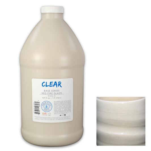 Penguin Pottery - Clear Glaze (1/6 Gallon). Mid Fire Glaze for Clay, Pottery Glaze, Cone 5 and Cone 6 - Ceramic Glaze for Pottery (1/2 Gallon | 64 oz | 1.9 L)