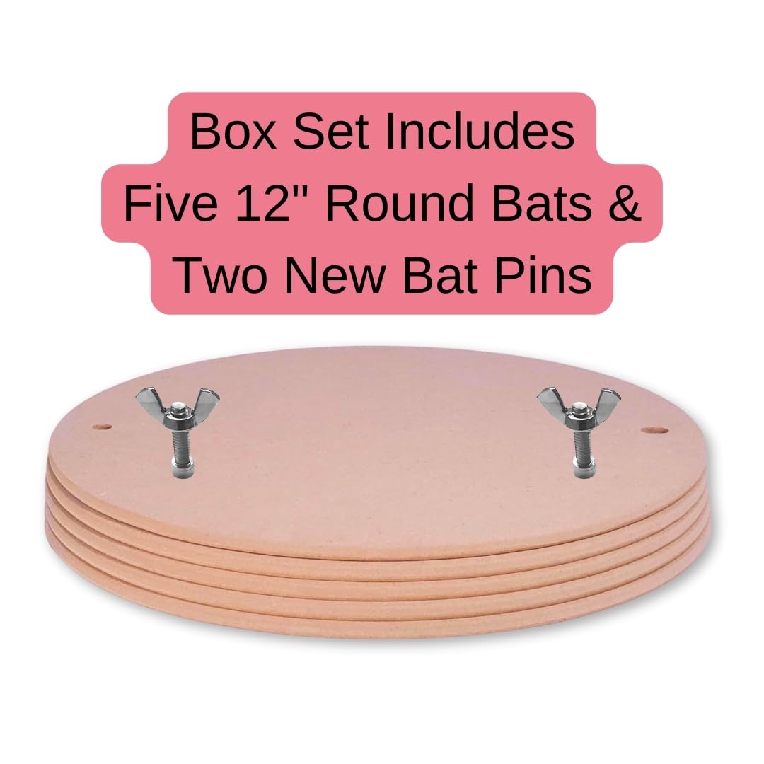 Penguin Pottery Bats 12 Inch Round Medex MDF Set of 5 - Round Pottery Wheel Bats with Pre-Drilled Bat Pin Holes Set 10 Inch Apart - Fits Most Standard Pottery Wheel Brands