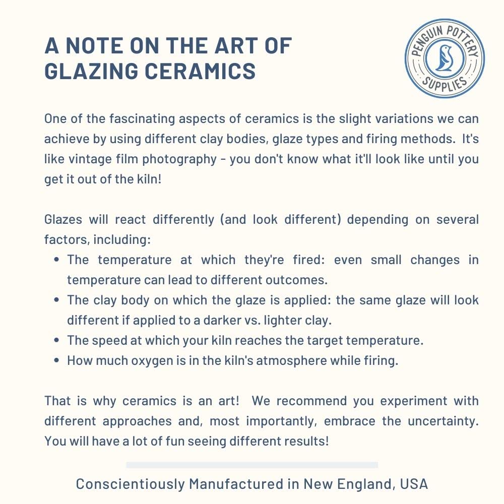Penguin Pottery - Nantucket Series - Sea Salt Green - Low Fire Glaze Cone 06-04 for Low Fire Clay - Ceramic Glaze Pottery (1 Pint | 16 oz | 473 ml)