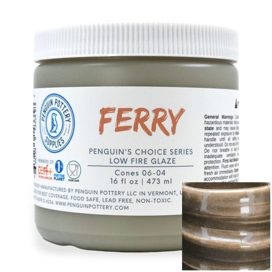 Penguin Pottery - Nantucket Series - Ferry - Low Fire Glaze Cone 06-04 for Low Fire Clay - Ceramic Glaze Pottery (1 Pint | 16 oz | 473 ml)