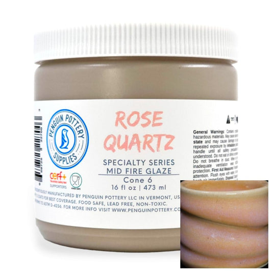 Penguin Pottery - Specialty Series - Rose Quartz - Mid Fire Glaze, High Fire Glaze, Cone 5-6 for Mid Fire Clay, High Fire Clay - Ceramic Glaze Pottery (1 Pint | 16 oz | 473 ml)