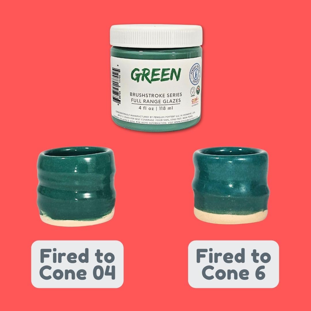 Penguin Pottery - Brushstroke Series - Variety Set of Wonderful Vibrant Glaze Colors - Wide Firing Range - Fire to Low or High Temperatures - Low Fire to Mid Fire - Mix to Create More Colors