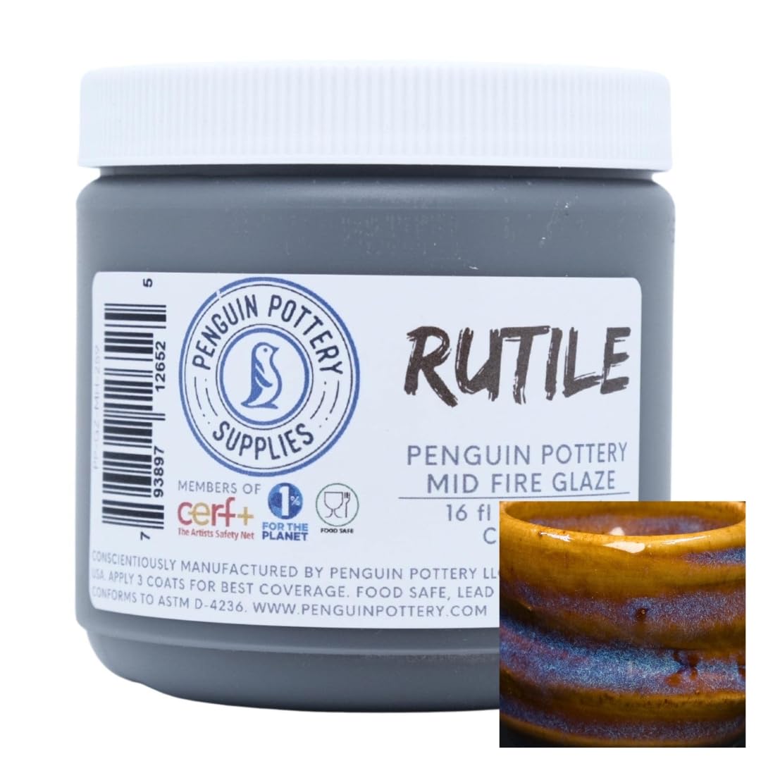Penguin Pottery - Specialty Series - Rutile - Cone 6 - Mid Fire Glaze, High Fire Glaze, Cone 6 for Mid Fire Clay, High Fire Clay - Ceramic Glaze Pottery (1 Pint | 16 oz | 473 ml)