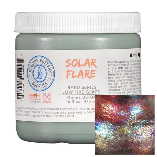 Penguin Pottery Glazes - Raku Series - Solar Flare - Low Fire (16oz | 473 ml)
