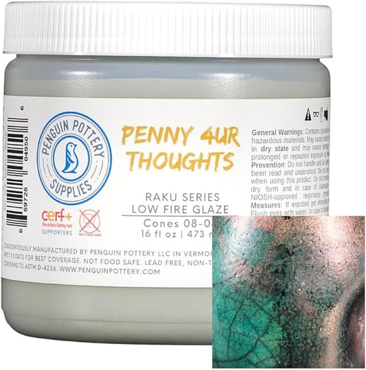 Penguin Pottery Glazes - Raku Series - Penny 4ur Thoughts - Low Fire (16oz | 473ml)