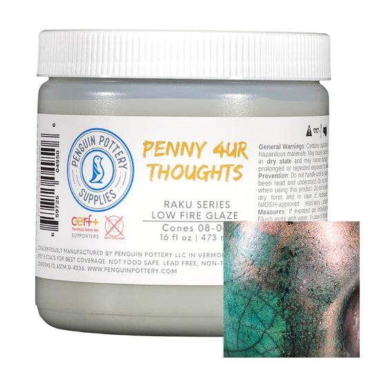 Penguin Pottery Glazes - Raku Series - Penny 4ur Thoughts - Low Fire (16oz | 473ml)