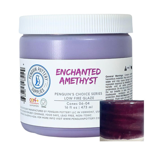 Penguin Pottery - Penguin's Choice Series - Enchanted Amethyst - Low Fire Glaze Cone 06-04 for Low Fire Clay - Ceramic Glaze Pottery (1 Pint | 16 oz | 473 ml)