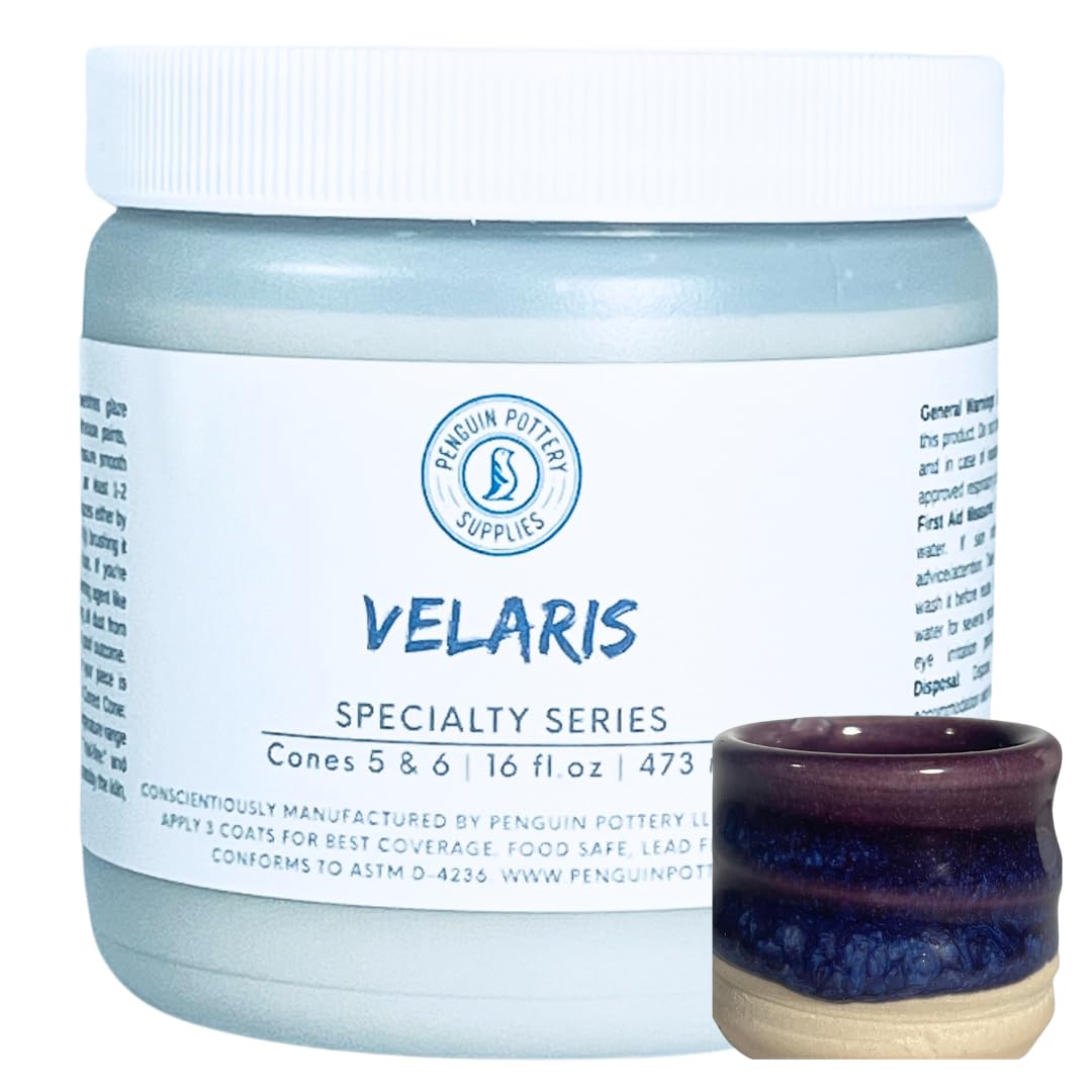 Penguin Pottery - Specialty Series - Velaris. Mid Fire Glaze for Clay, Pottery Glaze, Cone 5 and Cone 6 - Ceramic Glaze for Pottery (1 Pint | 16 oz | 473 ml)