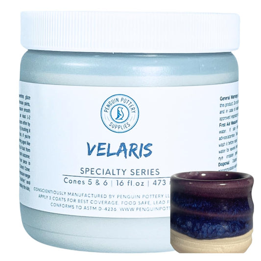 Penguin Pottery - Specialty Series - Velaris. Mid Fire Glaze for Clay, Pottery Glaze, Cone 5 and Cone 6 - Ceramic Glaze for Pottery (1 Pint | 16 oz | 473 ml)