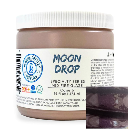 Penguin Pottery - Specialty Series - Moon Drop. Mid Fire Glaze for Clay, Pottery Glaze, Cone 5 and Cone 6 - Ceramic Glaze for Pottery (1 Pint | 16 oz | 473 ml)