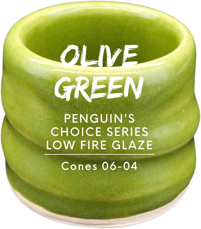 Penguin Pottery - Gentoo Series - Maluma Green - Low Fire Glaze Cone 06-04 for Low Fire Clay - Ceramic Glaze Pottery (1 Pint | 16 oz | 473 ml)