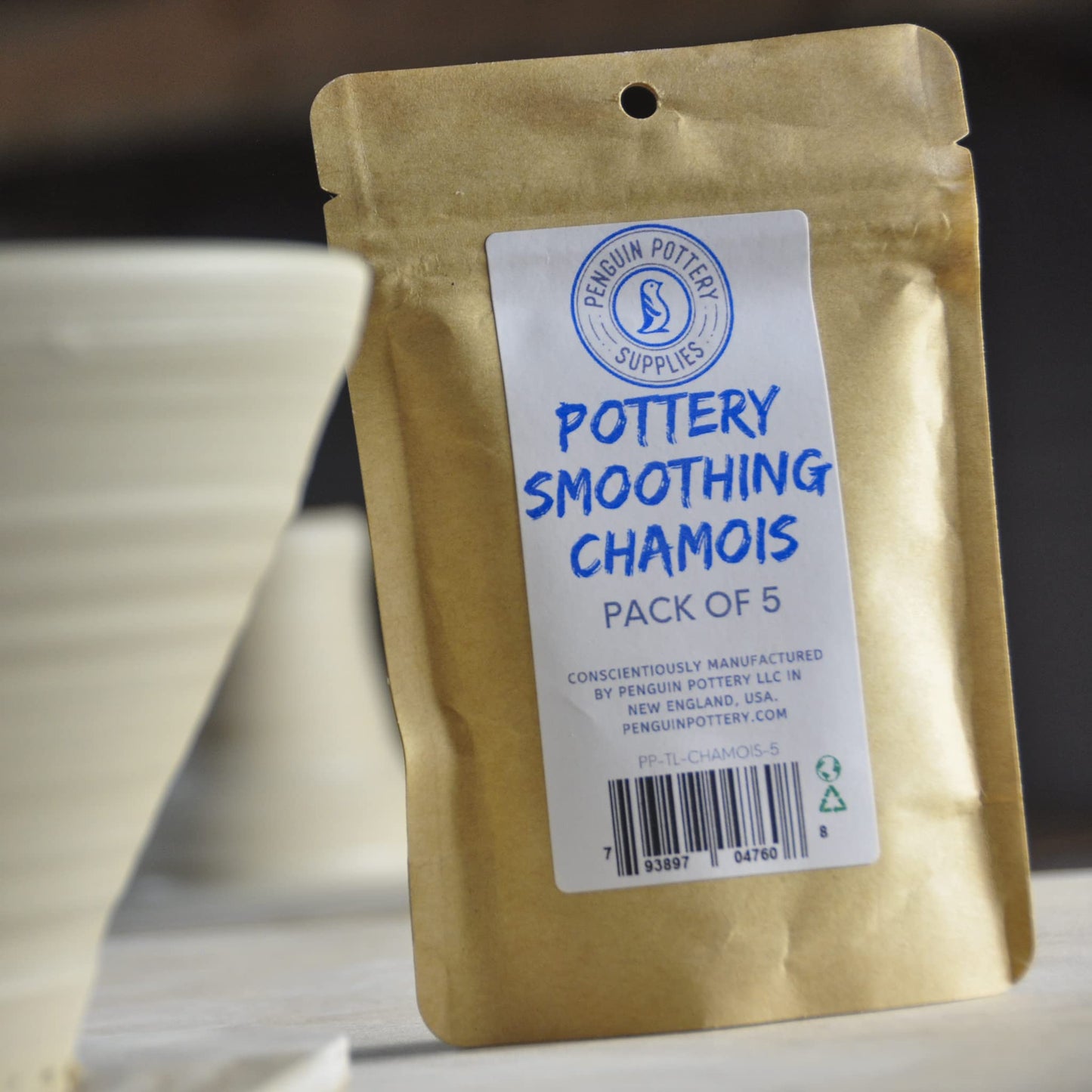 Penguin Pottery - Pre-Cut Suede Chamois for Smoothing Pot Rim - Super Soft - Small Size - Fits in Your Palm (Set of 5)
