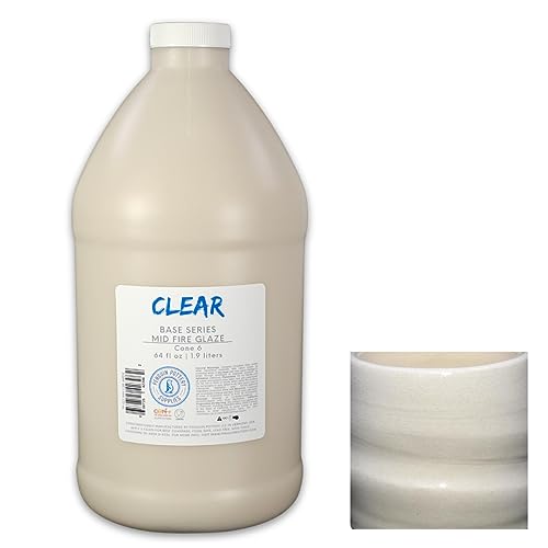 Penguin Pottery - 1/2 Gallon Mid Fire Clear Glaze - Cone 5-6 for Mid Fire Clay, High Fire Clay - Ceramic Glaze Pottery (1/2 Gallon | 64 oz | 1.9 L)