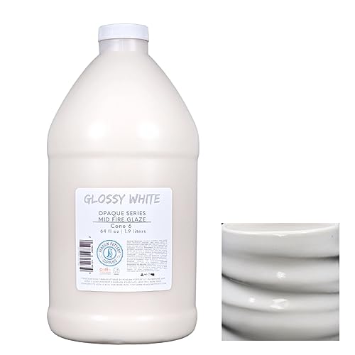 Penguin Pottery - 1/2 Gallon Mid Fire Glossy White Glaze - Cone 5-6 for Mid Fire Clay, High Fire Clay - Ceramic Glaze Pottery (1/2 Gallon | 64 oz | 1.9 L)