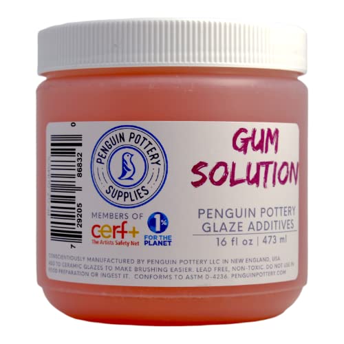 Penguin Pottery Glazes - CMC Gum Solution - Add to Ceramic Glazes to Improve Brushability - 16oz