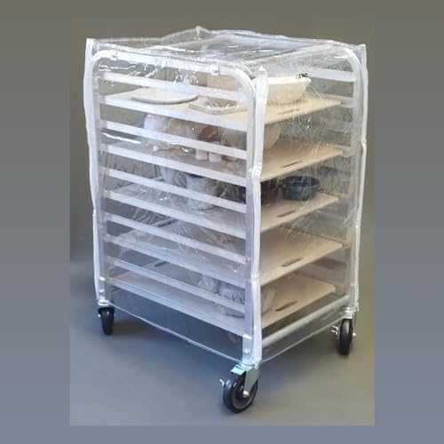Penguin Pottery - Shelf Utility Ware Cart - Includes 5 Medex Shelves, Wheels and Durable Plastic Cover - Organize Your Ceramic Studio Art Class - Slow Down Drying - Protect Your Work